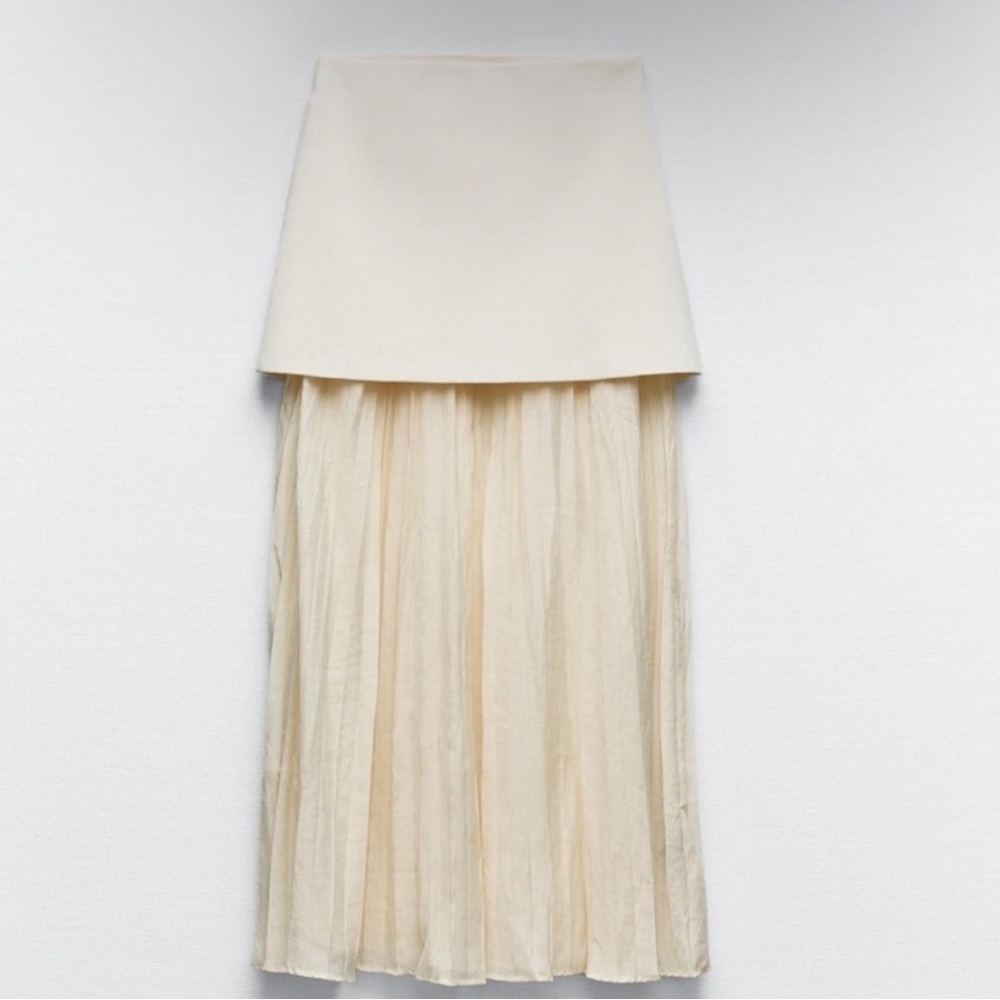 NWT ZARA MIXED PLEATED KNIT SKIRT SIZE S - Picture 4 of 8